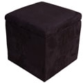 Black Microfiber Storage Ottoman