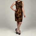 Spense Women's Leopard Patch Ruffle Belted Dress