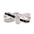 NEXTE Jewelry Silvertone Black and White Cubic Zirconia Bow-Tie Ring