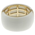 Goldtone White Resin Magnetic Cuff Bangle