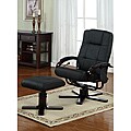 Black Leather 2-piece Massage Recliner Chair and Ottoman Set