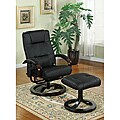 Black Leather 2-piece Massage Recliner Chair and Ottoman Set