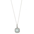 14k White Gold Aquamarine and 1/6ct TDW Diamond Necklace (H-I, I1-I2)