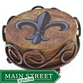 Thirstystone Cork Fleur de Lis Coasters in a Bronze Scroll Holder