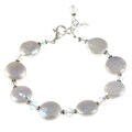 Charming Life Sterling Silver FW Coin Pearl and Crystal Bracelet