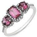 Malaika 10k White Gold Pink Tourmaline and 1/5ct TDW Diamond Ring (J-K, I2-I3)