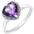 10k White Gold Amethyst and 1/6ct TDW Diamond Ring (J-K, I2-I3)