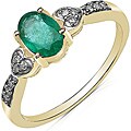 10k Yellow Gold Emerald and Diamond Accent Ring