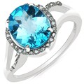 10k White Gold Blue Topaz and Diamond Accent Ring