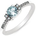 10k White Gold Aquamarine and 1/8ct TDW Diamond Ring (J-K, I2-I3)