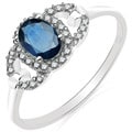 Malaika 10k White Gold Blue Sapphire and 1/8ct TDW Diamond Ring (H-I, I2-I3)