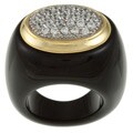 Lux CZ Two-tone Sterling Silver Cubic Zirconia and Onyx Ring