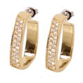 Gold Overlay Pave-set Cubic Zirconia Square Hoop Earrings