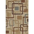 Soho Ivory/ Red Abstract Rug (5'3 x 7'3)
