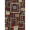 Soho Brown/ Red Abstract Rug (7'10 x 10'3)