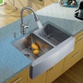 Vigo Farmhouse 33x20-inch Stainless Steel Kitchen Sink/ Faucet/ Two Grids/ Two Strainers/ Dispenser