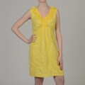 Tiana B Women's Yellow Cotton Ruffle Sun Dress
