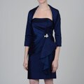 Marina Women's Navy Wing Collar Bolero Jacket Dress