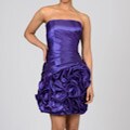 Onyx Nite Women's Purple Ruffle Hem Strapless Party Dress