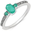 Malaika 10k White Gold Emerald and 1/10ct TDW Diamond Ring (I-J, I2-I3)