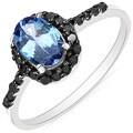 Malaika 10k White Gold Tanzanite and 1/4ct TDW Black Diamond Ring