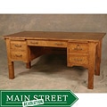 Wood Revival Antique Brown 4-drawer Mission Legged Desk