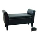 Bi-cast Leather Black Storage Bench