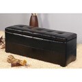 Bi-cast Leather Black Storage Bench
