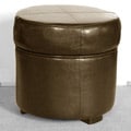 Dark Brown Leatherette Ottoman
