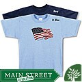 Assess about Labels Triples Green Brand Men's GB-1100 Triple Applique American Flag T-shirt