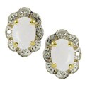 Gems For You 10k Gold Opal and Diamond Accent Stud Earrings (H-I, I-1)