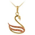 18k Two-tone Gold over Silver Champagne Diamond Swan Necklace