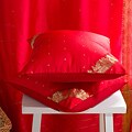 Set of 2 Fire Brick Handmade Decorative Sari Pillow Covers (India)