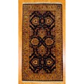 Indo Hand-knotted Black/ Gold Mahal Wool Rug (4' x 8')