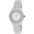 Le Chateau Women's All White Ceramic Watch with Zirconia Studded Bezel