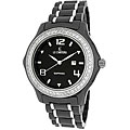 Le Chateau Unisex All Black Ceramic Watch with Zirconia Studded Bezel