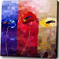 Abstract 'Three Color Flower' Canvas Art