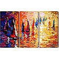 Abstract 'Boat' Canvas Art (Set of 3)