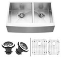 VIGO 33-inch Farmhouse Stainless Steel Kitchen Sink, Two Grids and Two Strainers