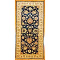 Convenient guidepost on afghan rug Patterns Afghani Hand-knotted Blue/ Ivory Vegetable Dye Wool Rug (4'11 x 10'2)