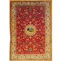 Persian Hand-knotted Red/ Ivory Tabriz Wool Rug (8' x 11'5)