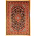 Persian Hand-knotted Navy/ Red Kashan Wool Rug (8'5 x 12'7)
