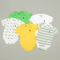 US Polo Newborn Boy's 5-piece Assorted Creeper Set