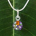 Sterling Silver Bouquet of Flowers Small Purple Round Necklace (Mexico)