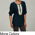 Red Label Women's Drape Pleat Crochet Front Top