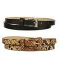 Steve Madden Women's Snake Skin Print Skinny Belt (Set of 2)