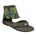 Muk Luks Women's Sun Luk Printed Canvas Ankle Cuff Thongs