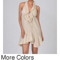 Elan Women's Gauze Ruffle Dress with Halter Neck