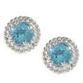 Kabella Sterling Silver Blue Topaz Rope Design Stud Earrings