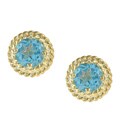 Kabella Gold over Silver Round Blue Topaz Rope Design Stud Earrings